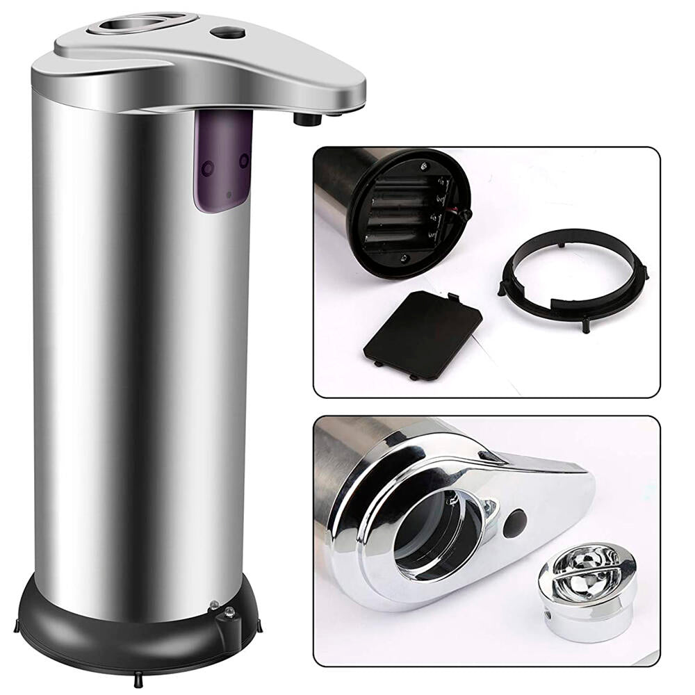 Dispensador acero de jabón automático sin contacto con sensor de movimiento